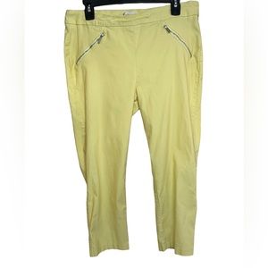 Nanette Lepore Women Yellow Pull On Crop Hi-Rise Stretch Pants Size 12 EUC